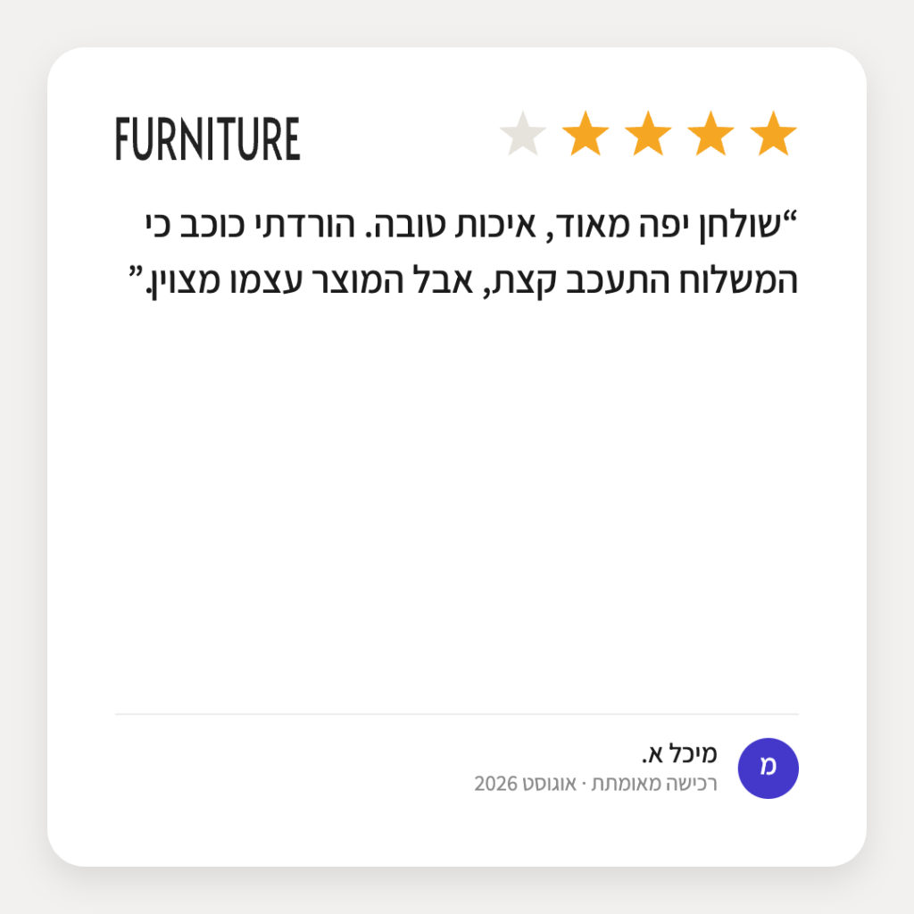 חוות דעת של לקוח על BALL TABLE